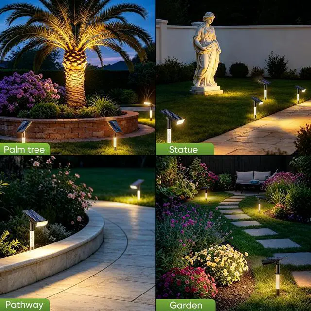 Alt view image 6 of 7 - Solar Lights Outdoor Waterproof IP65, 76 LED Solar Landscape Lights, 2-in-1 Spotlight & Ambient Glow, Solar Powered Spotlights for Palm Tree, Pathway, Yard, Flag Pole, Warm White-4 Pack