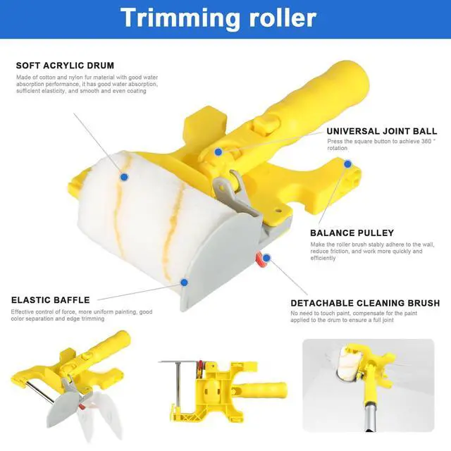 Alt view image 2 of 6 - 30PCS Paint Roller Kit with Extension Pole-2 to 4 FT,Wall Painting Supplies with Paint Edger Roller Brush 12",House Painting Set with Rainsuit & Drop Cloth for Home|Office|Shop Professional Painting