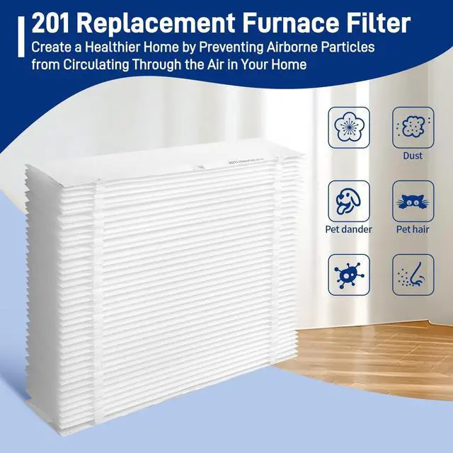 Alt view image 3 of 7 - 2-Pack 201 Replacement Furnace Filter Compatible with Aprilaire Space-Gard 2200,2250 Whole-House Air Purifier and X0445,MERV-10, 20x25x6 Air Filter