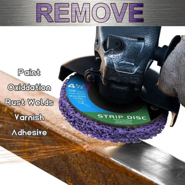 Alt view image 4 of 7 - Paint Stripping Discs 12-Pack, 4-1/2" Purple Strip Disc Wheel for Angle Grinder, Ideal for Paint, Rust, and Grime Removal, Metal and Wood Stripping