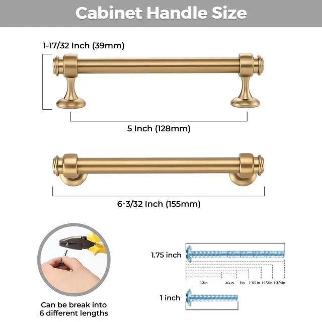 Alt view image 3 of 7 - 12 Pack Champagne Bronze Cabinet Handles, 5" Hole Center Drawer Pulls | Solid Metal Drawer Pulls, Smooth Grip, Kitchen Cabinet Restyle, Dressers, Cupboards, Wardrobes, Hardware Projects, Home Use