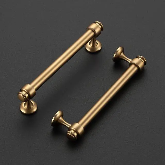 Alt view image 2 of 7 - 12 Pack Champagne Bronze Cabinet Handles, 5" Hole Center Drawer Pulls | Solid Metal Drawer Pulls, Smooth Grip, Kitchen Cabinet Restyle, Dressers, Cupboards, Wardrobes, Hardware Projects, Home Use