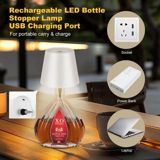Alt view image 3 of 7 - Wireless Bottle Lamp,2026 New 3 Color Rechargeable Wine Bottle Lights for Bars Restaurants,Bedroom and Party Decor,LED Bottle Lights for Liquor & Wine Bottles (White, 1pc)