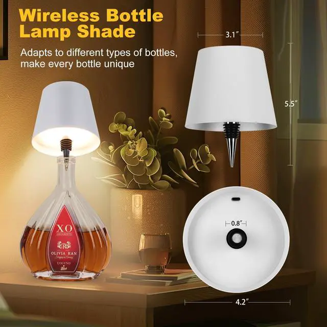 Alt view image 5 of 7 - Wireless Bottle Lamp,2026 New 3 Color Rechargeable Wine Bottle Lights for Bars Restaurants,Bedroom and Party Decor,LED Bottle Lights for Liquor & Wine Bottles (White, 1pc)
