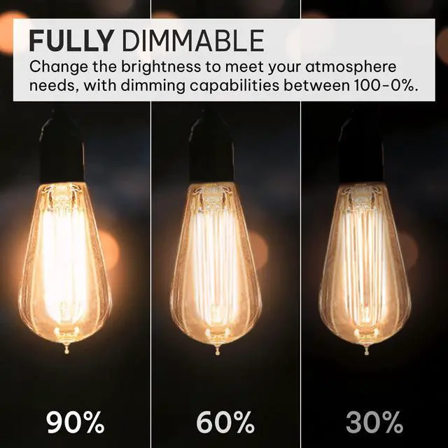 Alt view image 3 of 7 - Vintage Incandescent Edison Light Bulbs 60W (4 Pack) for Outdoor and Indoor- E26/E27 Base 2100K Dimmable Decorative Antique Squirrel Filament Lightbulbs - ST58 Style Warm Light