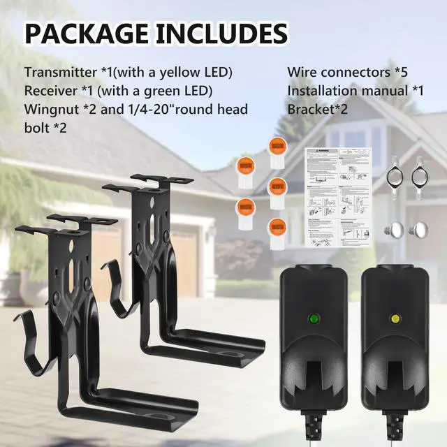 Alt view image 2 of 7 - 41A5034 Garage Door Sensor with Brackets, Replacement for Liftmaster Chamberlain Craftsman Garage Door Sensors, Safety Sensor Beam Compatible with Liftmaster Chamberlain Craftsman Garage Door openers