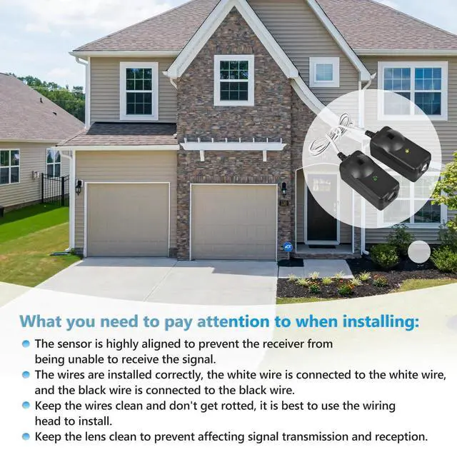 Alt view image 4 of 7 - 41A5034 Garage Door Sensor with Brackets, Replacement for Liftmaster Chamberlain Craftsman Garage Door Sensors, Safety Sensor Beam Compatible with Liftmaster Chamberlain Craftsman Garage Door openers