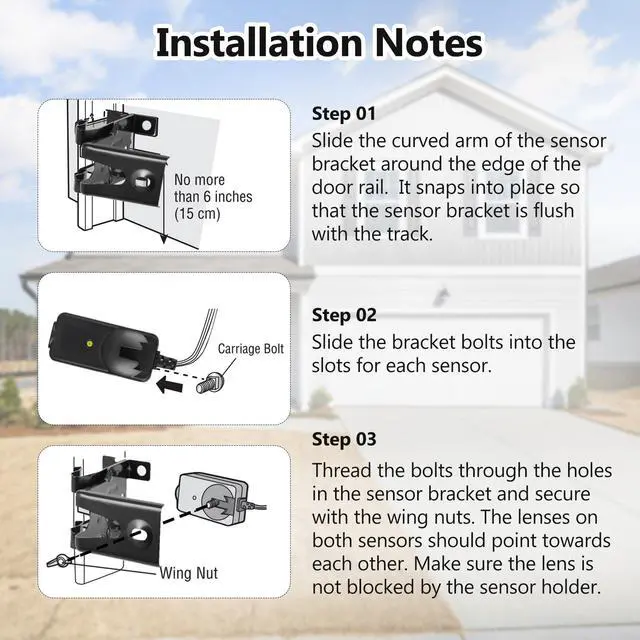 Alt view image 5 of 7 - 41A5034 Garage Door Sensor with Brackets, Replacement for Liftmaster Chamberlain Craftsman Garage Door Sensors, Safety Sensor Beam Compatible with Liftmaster Chamberlain Craftsman Garage Door openers
