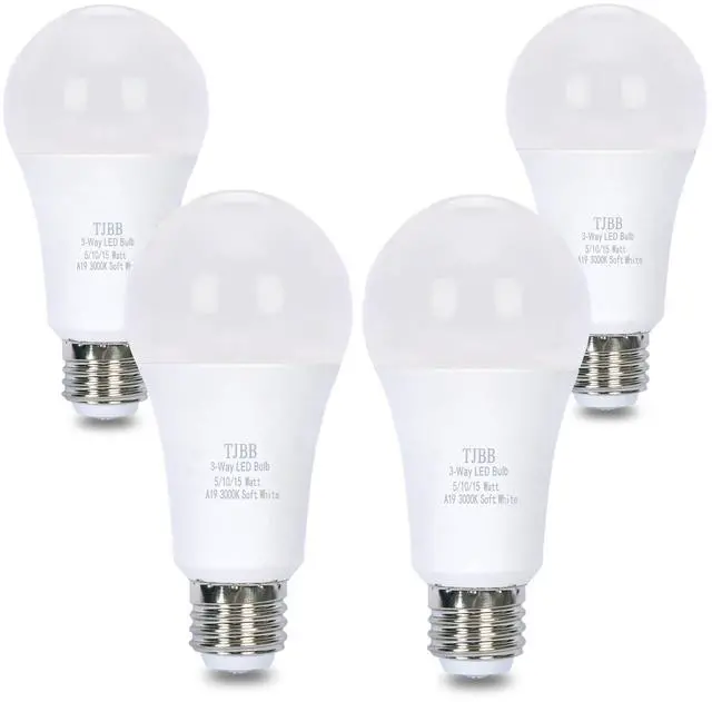 Main image of 4-Pack 3-Way LED Bulb A19 E26, 50/100/150W Equivalent, 3000K Soft White
