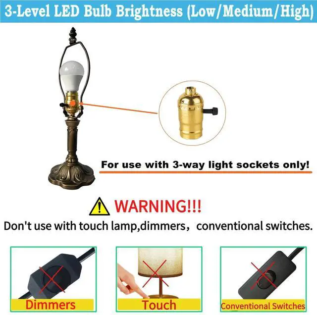 Alt view image 5 of 7 - 4-Pack 3-Way LED Bulbs 50-100-150W equivalent,5000K Daylight, A19 E26 | 5/10/15W, 700/1400/2100 lumens. Perfect for bedroom, living room, study room. 3-way socket only. Not for dimmers