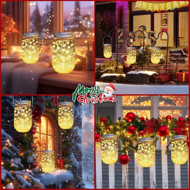 Alt view image 2 of 7 - Solar Mason Jar Lid Lights 12 Pack 30 LED Waterproof Outdoor Decor | 30 LED Copper Wire String Light, Outdoor Garden Yard Decor, Solar Powered Auto On/Off, Regular Jar Hangers & No Jars Included