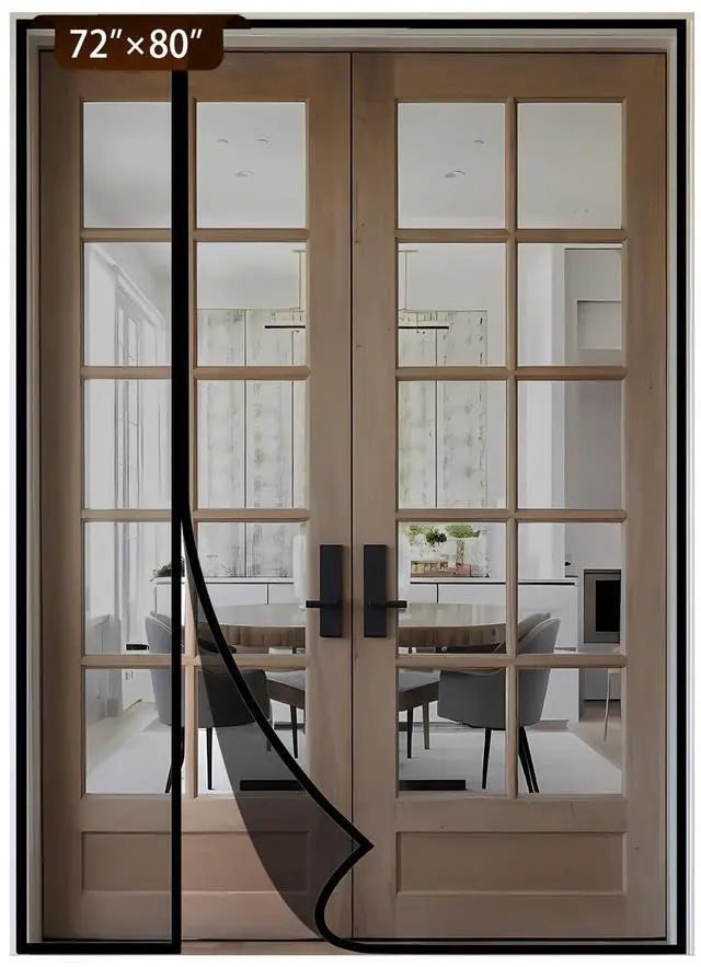 Main image of Reversible Side Opening Magnetic Screen Door for Sliding & French Doors,Upgraded PETG Mesh Anti-Tearing, Heavy Duty & Strong Magnetic, Pet and Kid Friendly - Screen Door 74"x82"