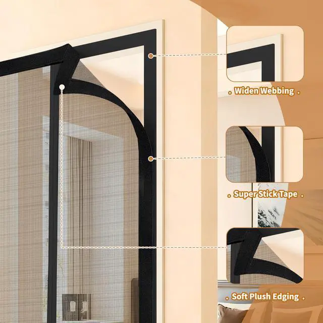 Alt view image 6 of 7 - Reversible Side Opening Magnetic Screen Door for Sliding & French Doors,Upgraded PETG Mesh Anti-Tearing, Heavy Duty & Strong Magnetic, Pet and Kid Friendly - Screen Door 74"x82"