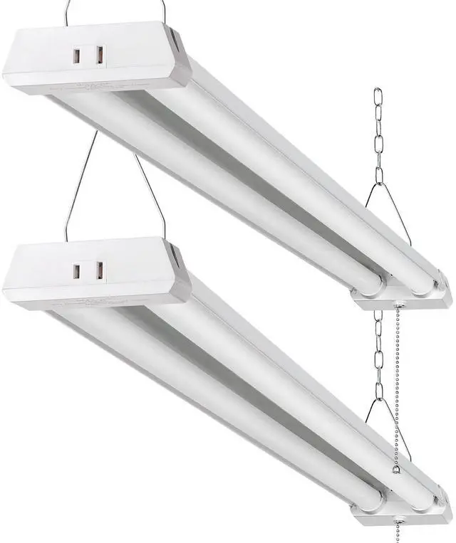 Main image of 4FT Linkable LED Shop Light for Garages, 42W 4800LM 5000K Daylight Led Shop Lights, Ceiling Light with Pull Chain (ON/Off), Linear Worklight Fixture with Plug, 2 Pack