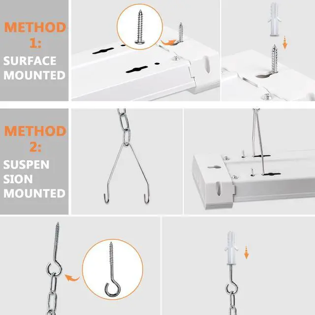 Alt view image 5 of 7 - 4FT Linkable LED Shop Light for Garages, 42W 4800LM 5000K Daylight Led Shop Lights, Ceiling Light with Pull Chain (ON/Off), Linear Worklight Fixture with Plug, 2 Pack