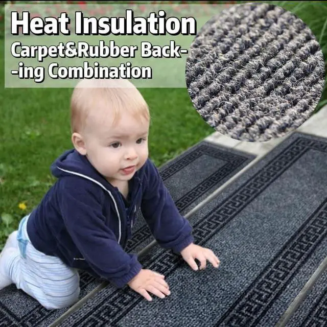 Alt view image 4 of 7 - 6pcs 8.5" x 30" Stair Treads for Dogs on Wooden Steps, Gray. | Outdoor Non Slip, Heat Insulation, Rubber, Runner Rug, Staircase Mat