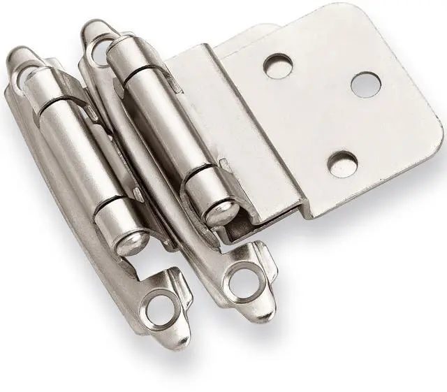 Main image of 3/8" Inset Cabinet Hinges Brushed Nickel (25 Pair -50 Pcs) Offset Self Closing Cabinet Hinges for Kitchen Cabinets Satin Nickel w/Silicon Bumpers & Upgraded Screws