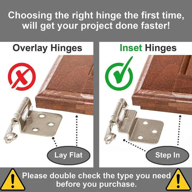 Alt view image 3 of 7 - 3/8" Inset Cabinet Hinges Brushed Nickel (25 Pair -50 Pcs) Offset Self Closing Cabinet Hinges for Kitchen Cabinets Satin Nickel w/Silicon Bumpers & Upgraded Screws
