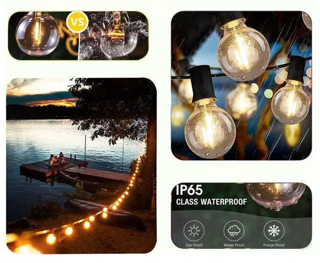Alt view image 4 of 7 - String Lights, LED 25 Light Bulbs 25Ft G40 Globe String Lights with Bulbs for Indoor/Outdoor Commercial Decor