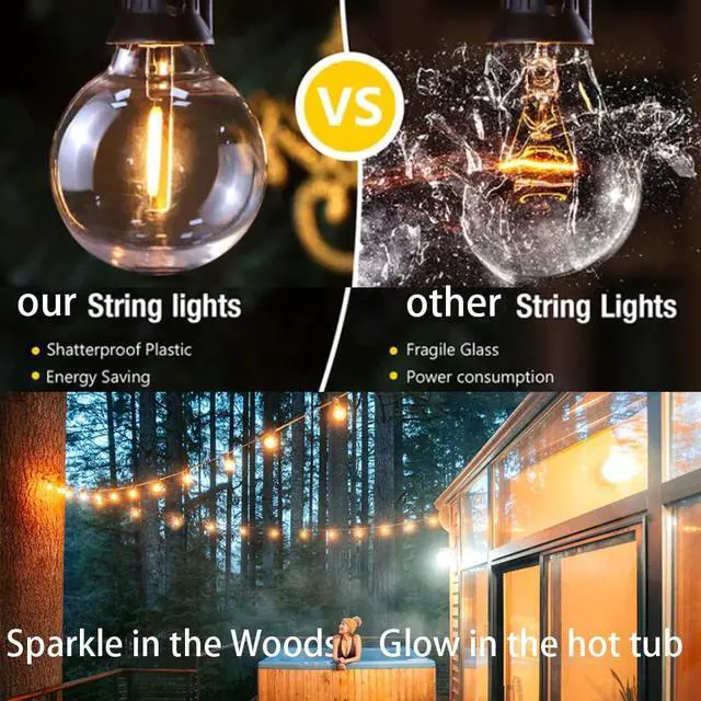Alt view image 5 of 7 - String Lights, LED 25 Light Bulbs 25Ft G40 Globe String Lights with Bulbs for Indoor/Outdoor Commercial Decor