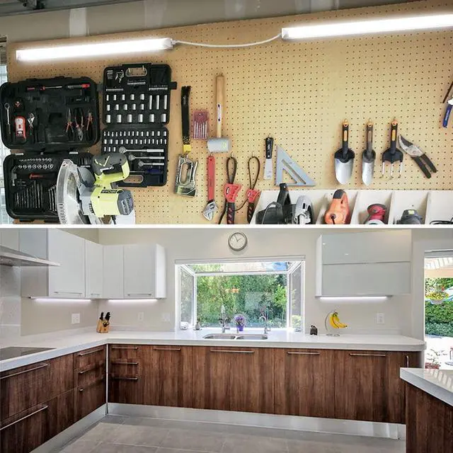 Alt view image 2 of 7 - CNSUNWAY LED Shop Light 2FT, 22W 3300LM 6500K, V-Shape T8 LED Tube Lights | Ceiling and Utility Shop Lights, Linkable Light Fixture for Workshop, Garage, Workbench, Warehouse, ETL Listed (2 Pack)