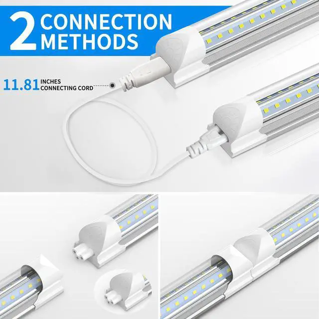 Alt view image 4 of 7 - CNSUNWAY LED Shop Light 2FT, 22W 3300LM 6500K, V-Shape T8 LED Tube Lights | Ceiling and Utility Shop Lights, Linkable Light Fixture for Workshop, Garage, Workbench, Warehouse, ETL Listed (2 Pack)
