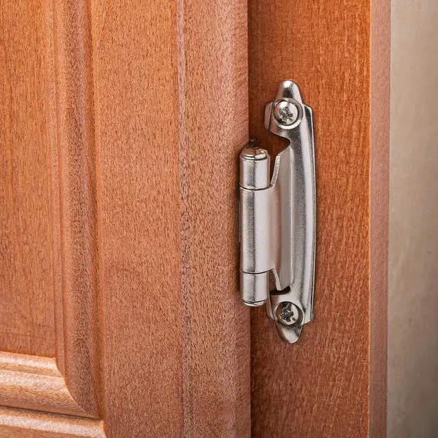 Alt view image 6 of 7 - 3/8" Inset Cabinet Hinges Brushed Nickel (25 Pair -50 Pcs) Offset Self Closing Cabinet Hinges for Kitchen Cabinets Satin Nickel w/Silicon Bumpers & Upgraded Screws
