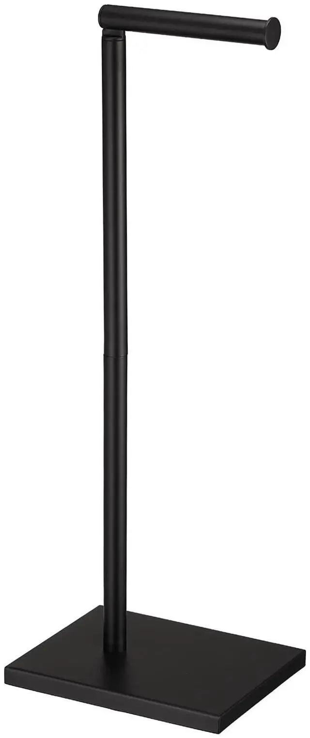 Main image of Free Standing Bathroom Toilet Paper Holder Stand with Reserve, Stainless Steel Pedestal Tissue Roll Holder, Black