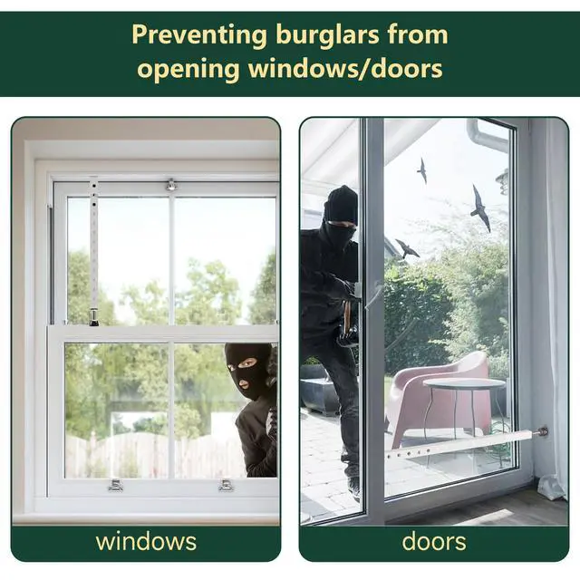 Alt view image 5 of 7 - Window Security Bars Adjustable, Window Bars Security Inside Vertical, Heavy Window Ac Lock Bar with Rubber Feet for Up and Down Windows, 17-32 inch Double Hung Window Stopper -4 PCS Patented
