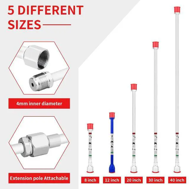 Alt view image 2 of 7 - 8 Piece Set of Extension Pole Rod,Airless Paint Sprayer Gun Tip Extension Pole,with Swivel Joint Reversible Spray Tips and Tip Guard Protector (8in 12in 20in 30in 40in)