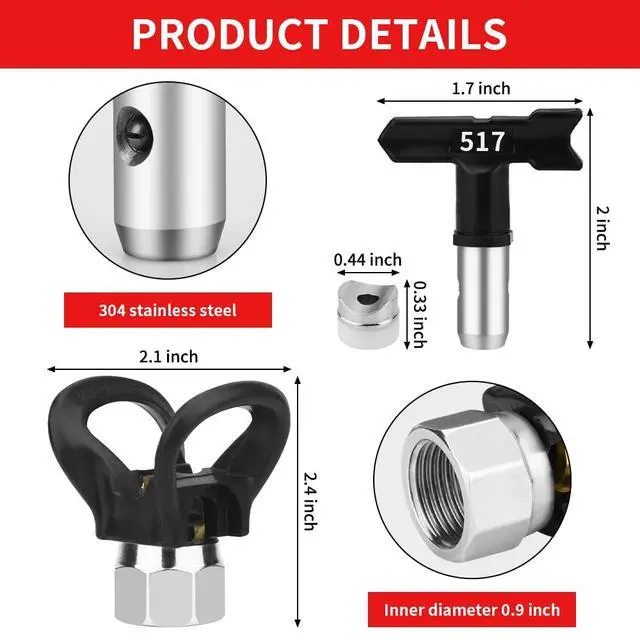 Alt view image 4 of 7 - 8 Piece Set of Extension Pole Rod,Airless Paint Sprayer Gun Tip Extension Pole,with Swivel Joint Reversible Spray Tips and Tip Guard Protector (8in 12in 20in 30in 40in)