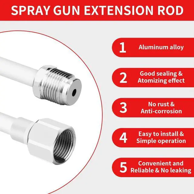 Alt view image 5 of 7 - 8 Piece Set of Extension Pole Rod,Airless Paint Sprayer Gun Tip Extension Pole,with Swivel Joint Reversible Spray Tips and Tip Guard Protector (8in 12in 20in 30in 40in)
