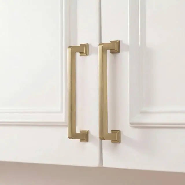 Main image of Champagne Bronze Cabinet Pulls, Solid Zinc Alloy, 5 Inch, 10 Pack | Rustproof & Durable, Square Modern Design, Easy Installation, Smooth Edges, Screws Included, Ideal for Kitchen, Bathroom