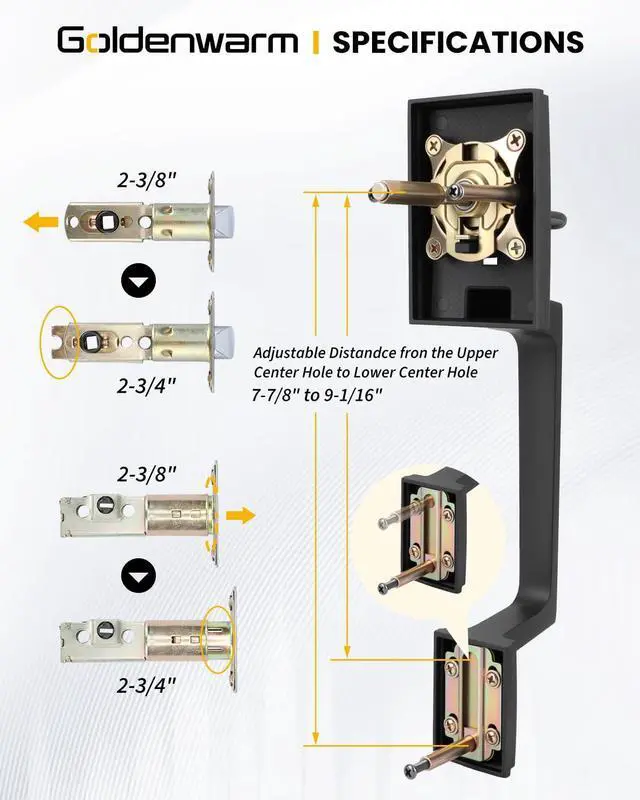 Alt view image 4 of 7 - Front Door Handle and Deadbolt Set, Black Front Door Lock Set with Reversible Handle Lever, Modern Front Door Hardware, Single Cylinder Front Door Entry Lock, Front Door Handles and Locks