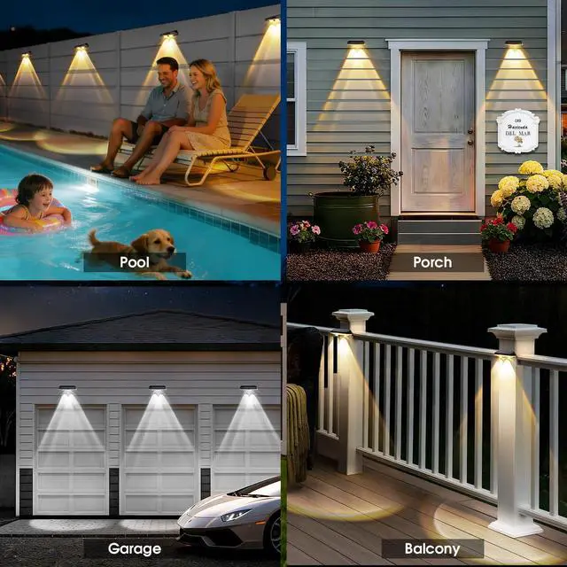 Alt view image 5 of 7 - Solar Fence Lights Outdoor, 3 Modes Warm/Neutral/Cool White Fence Lights Solar Powered for Outside, IP65 Waterproof, 60 Lumens Solar Light for Step, Pathway, Garden, Deck, Stairs - 8 Pack