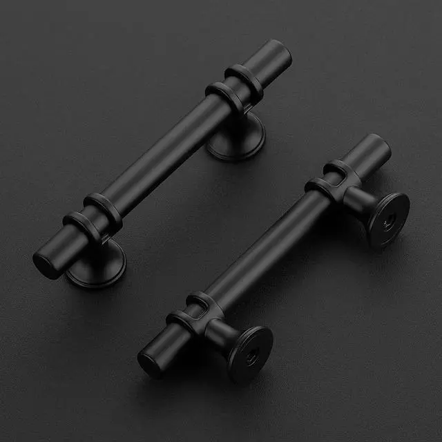 Alt view image 2 of 7 - Matte Black T-Bar Handles, Cabinet Pulls, 3 Inch, 30 Pack | 5 Inch Overall Length, Stainless Steel, Smooth Feel, Round Bar Shape, Screws Included, for Kitchen Drawers & Cupboards