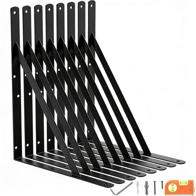 Main image of 8-Pack 18 Inch Heavy Duty Shelf Brackets, Large Floating Shelf Bracket | for Garage/Office/Kitchen/Laudry Room Wall Mounted Storage Shelves, Load Capacity 800lbs