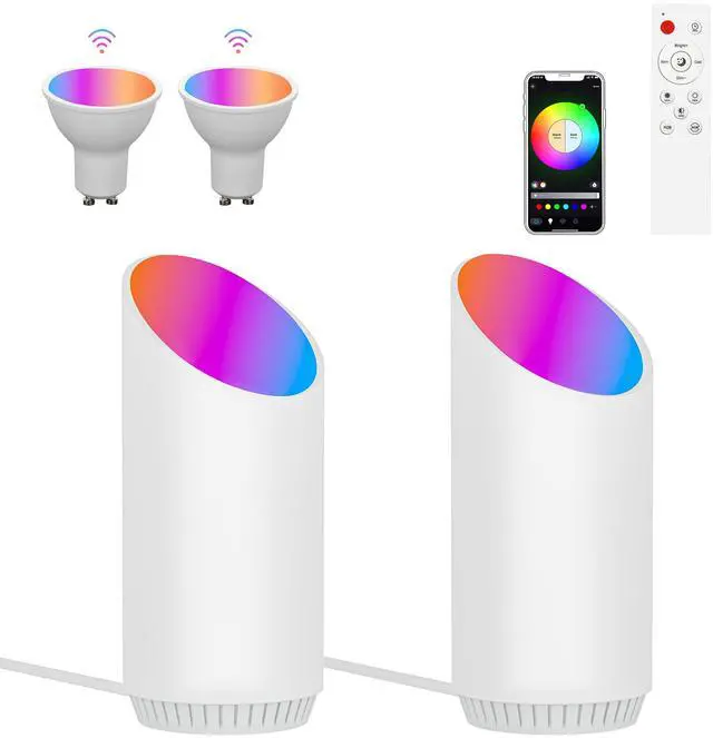 Main image of 2 Pack Up Lights Indoor Floor Can Light, 6W RGB GU10 LED Spotlights, Indoor Uplights for Home Accent, Plant, Artwork, 5.9FT Plug Cord & Foot Switch, Whtie