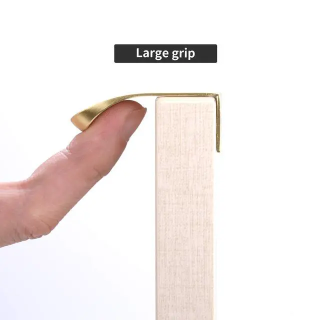 Alt view image 5 of 6 - Edge Finger Tab Pulls for Cabinets Invisible Kitchen Concealed Aluminum Flat Hidden Drawer Pull Easy to Install Pack of 5 Brushed Brass 3.15inch 80mm Overall Length