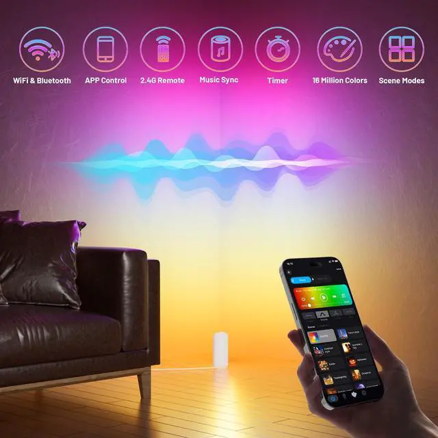Alt view image 3 of 6 - 2 Pack Up Lights Indoor Floor Can Light, 6W RGB GU10 LED Spotlights, Indoor Uplights for Home Accent, Plant, Artwork, 5.9FT Plug Cord & Foot Switch, Whtie