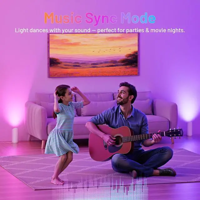 Alt view image 6 of 6 - 2 Pack Up Lights Indoor Floor Can Light, 6W RGB GU10 LED Spotlights, Indoor Uplights for Home Accent, Plant, Artwork, 5.9FT Plug Cord & Foot Switch, Whtie