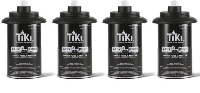 Main image of Torch Replacement Canister Set of 4 Refillable Metal Torch Fuel Canisters with Easy Pour System, 12 oz Weather-Resistant Outdoor Lighting Accessories for Patio, Garden & Deck