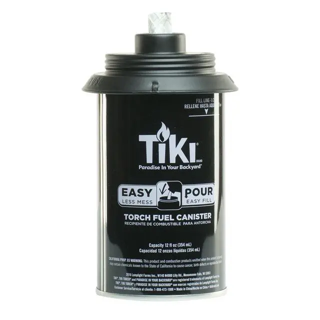 Alt view image 2 of 4 - Torch Replacement Canister Set of 4 Refillable Metal Torch Fuel Canisters with Easy Pour System, 12 oz Weather-Resistant Outdoor Lighting Accessories for Patio, Garden & Deck