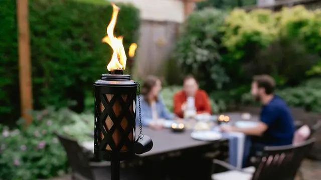 Alt view image 4 of 4 - Torch Replacement Canister Set of 4 Refillable Metal Torch Fuel Canisters with Easy Pour System, 12 oz Weather-Resistant Outdoor Lighting Accessories for Patio, Garden & Deck