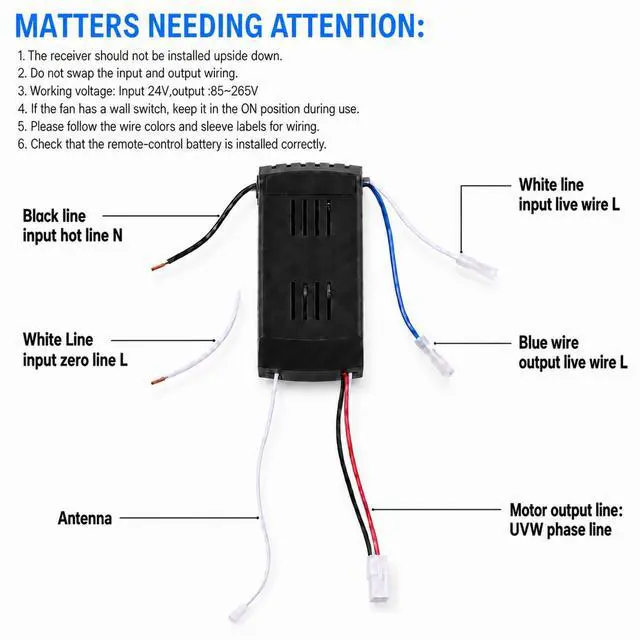 Alt view image 3 of 7 - Universal Ceiling Fan Remote Control Kit Replacement, 6-Speed & Timing, Remote Replacement for 24V DC Ceiling Fan Light