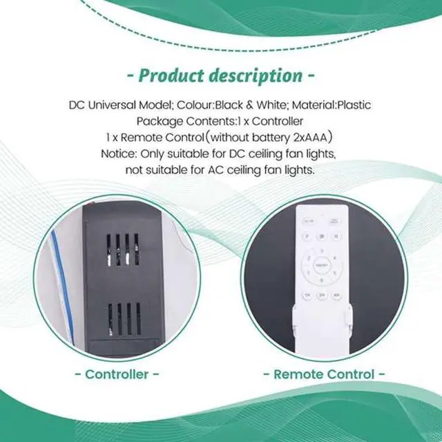 Alt view image 5 of 7 - Universal Ceiling Fan Remote Control Kit Replacement, 6-Speed & Timing, Remote Replacement for 24V DC Ceiling Fan Light