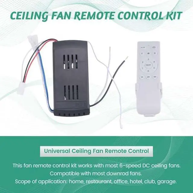 Alt view image 6 of 7 - Universal Ceiling Fan Remote Control Kit Replacement, 6-Speed & Timing, Remote Replacement for 24V DC Ceiling Fan Light