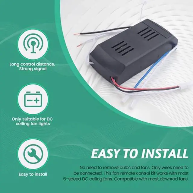 Alt view image 7 of 7 - Universal Ceiling Fan Remote Control Kit Replacement, 6-Speed & Timing, Remote Replacement for 24V DC Ceiling Fan Light