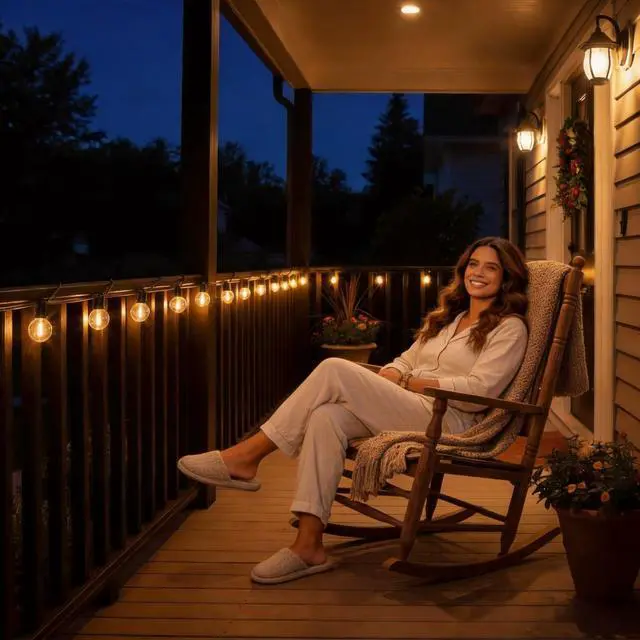 Alt view image 6 of 7 - Outdoor String Lights 50 FT, Patio Light 26pcs Waterproof LED Bulbs | Shatterproof G40 Bulbs,Dimmable Connectable Outside Hanging Globe Lighting for Cafe, Bistro, Market, Balcony, Porch