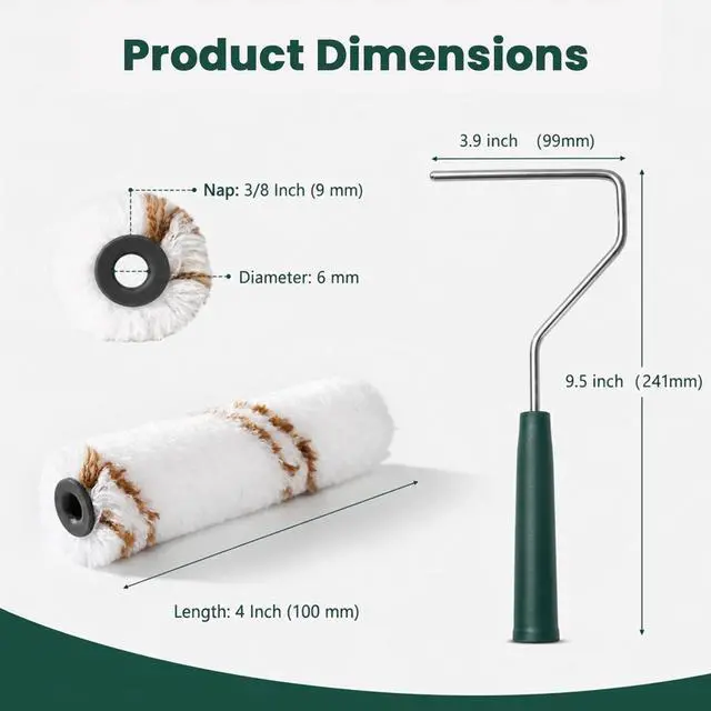 Alt view image 3 of 7 - 40 Pack 4 Inch Microfiber Paint Roller Covers with Frame | Mini Rollers for Smooth Finish on Walls, Railings and Tight Spaces. Washable, Reusable and Lint-Free